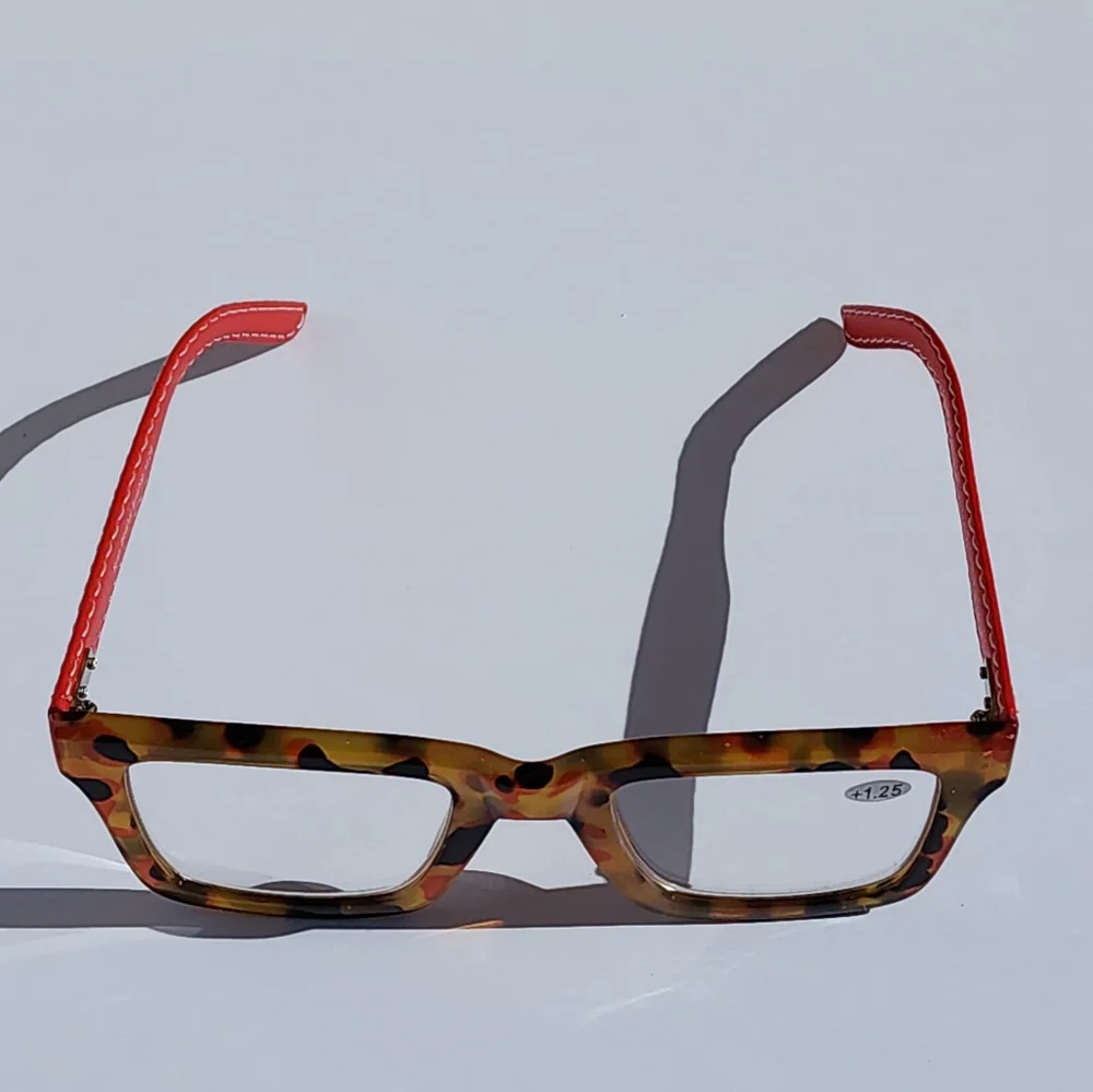 Ryan Simkhai Women's Amber Tortoise Red Vegan Leather Anti-Scratch Lense Readers